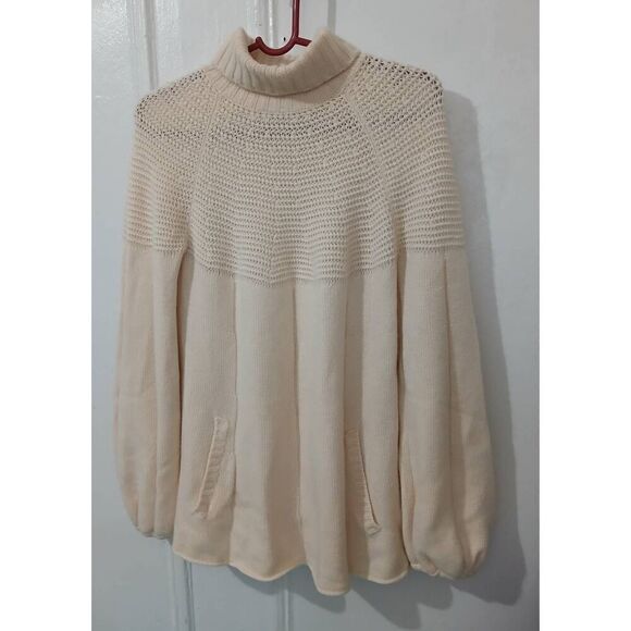 Dodo Angelika womens medium ITALIAN cashmere sweater Ivory turtleneck tunic - Picture 1 of 7